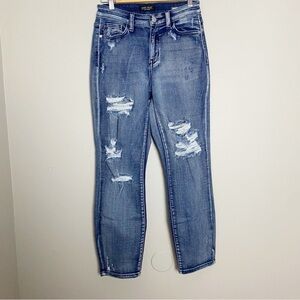 Judy Blue Boyfriend Fit Acid Wash Distressed Jeans